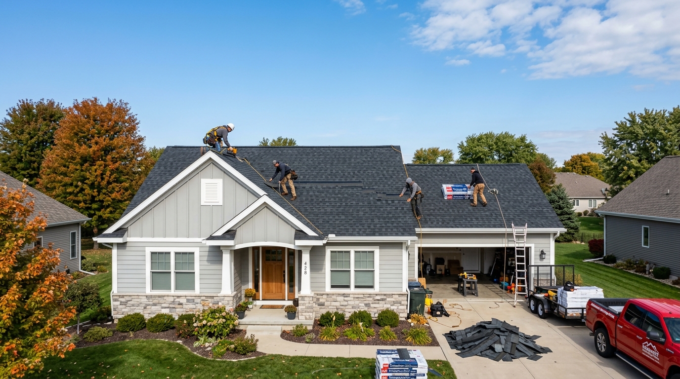Arias Restorations professional roofing project in progress